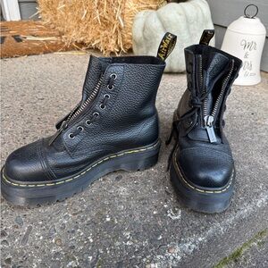 Dr. Martens Jadon textured Black Leather Zip-Up Boots